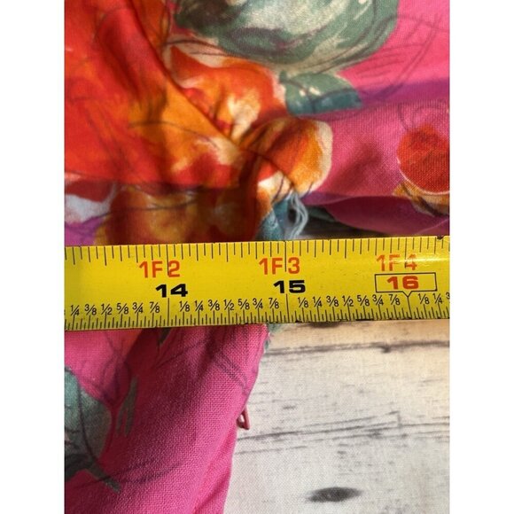 Laura Ashley Dress 1980s Pink Floral Orange Pink Cotton Pleated Bow Dress Sz 6 - Picture 16 of 16